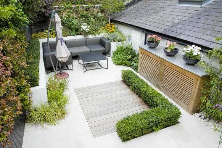 aménagement jardin petite surface revêtement sol extension maison