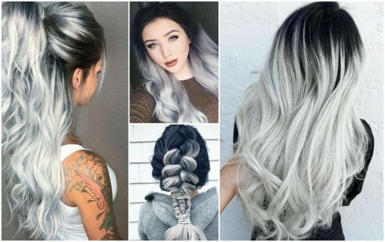 Mèches grises ou balayage sur les cheveux foncés et clairs