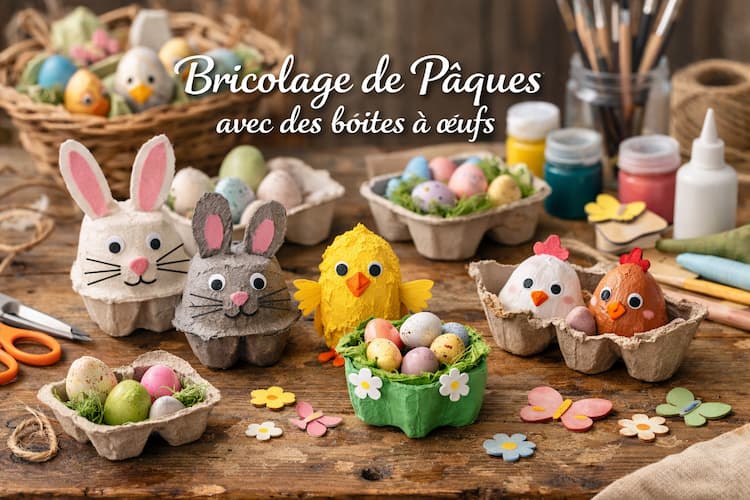 bricolage recyclage boîte à œufs enfants pâques et printemps