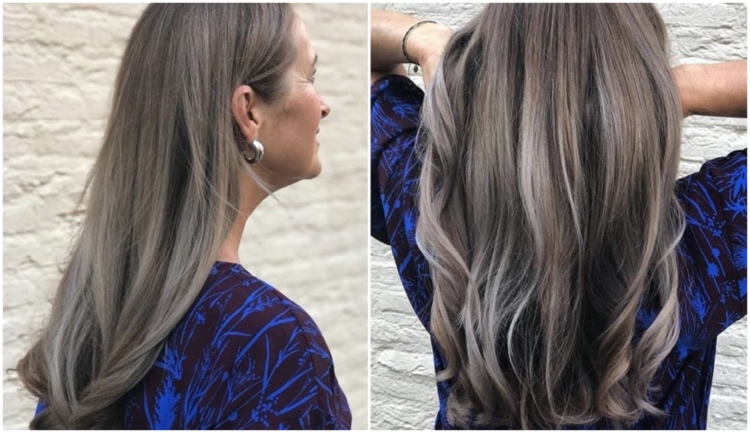 Salt and pepper hair color for women over 50 gray brown hair color