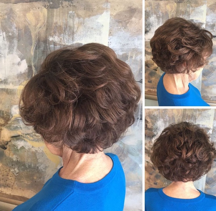 Coloring a 60-year-old woman with short hair, chocolate brown