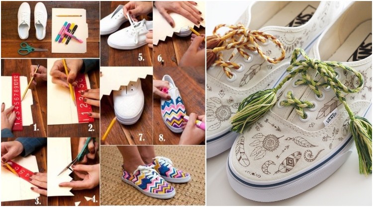 comment coustomiser baskets blanches style ethno boho chic