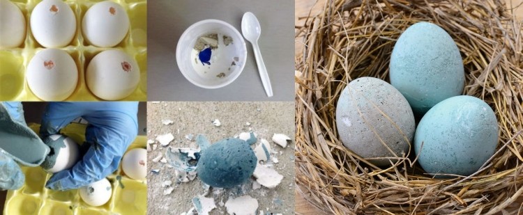 comment fabriquer œufs de Pâques en béton teinté - tutoriel photos