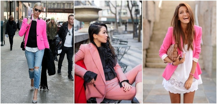 comment porter blazer rose femme fushia poudré printemps 2021