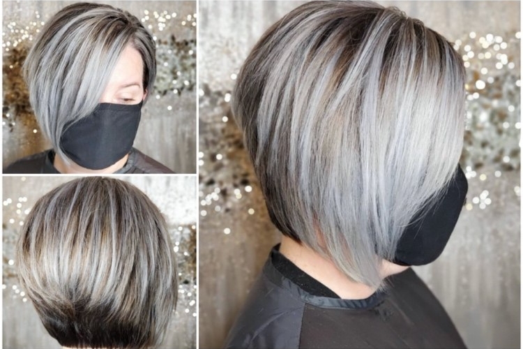 Mèches grises ou balayage sur les cheveux foncés et clairs