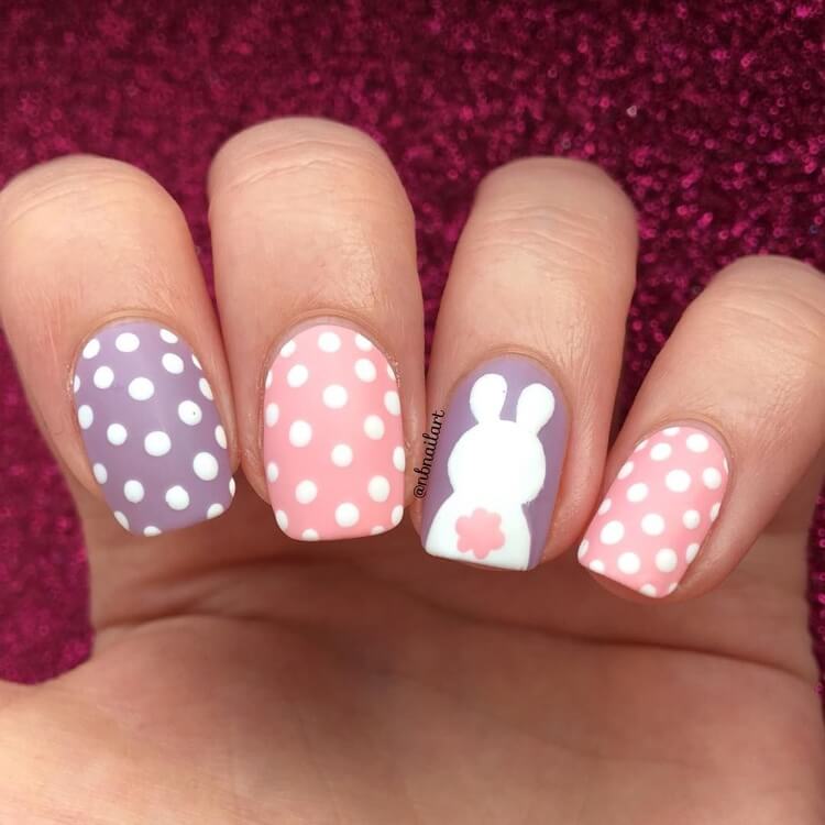 deco ongles paques nail art pois lapin