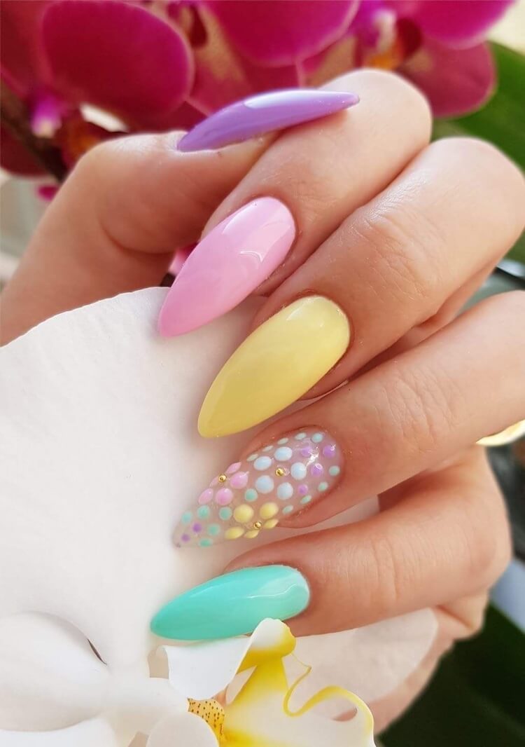 deco ongles printemps couleurs pastel nail art fleurs