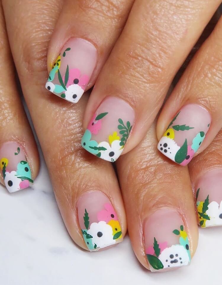 deco ongles printemps nail art fleurs