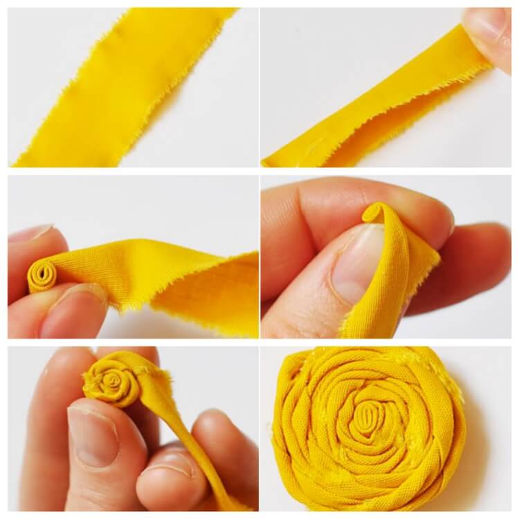 faire des fleurs en tissu fabriquer rose roulée