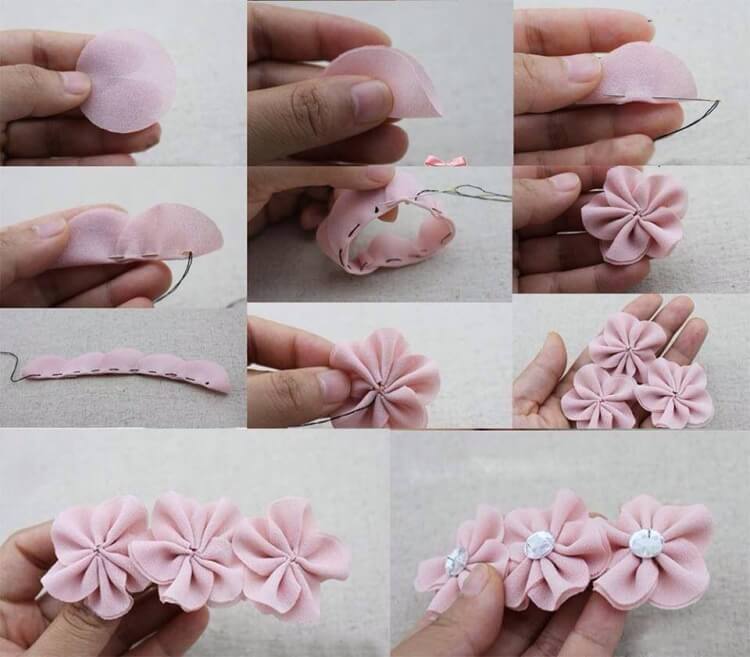 fleurs en tissu façon rapide fabriquer fleur facile