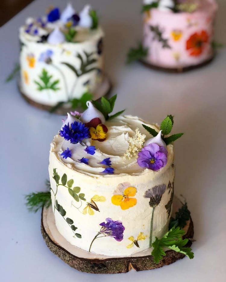 gateau de mariage et entremets pressed flower wedding cake design