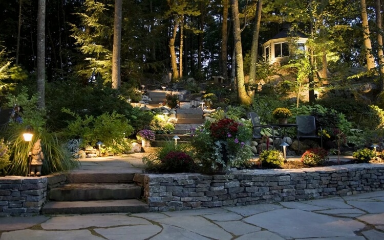 idée éclairage paysager escalier de jardin