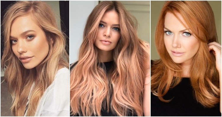 idées coloration cheveux blond fraise nuances cuivrées variées