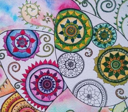 mandala de paques pour adultes feutres aquarelles