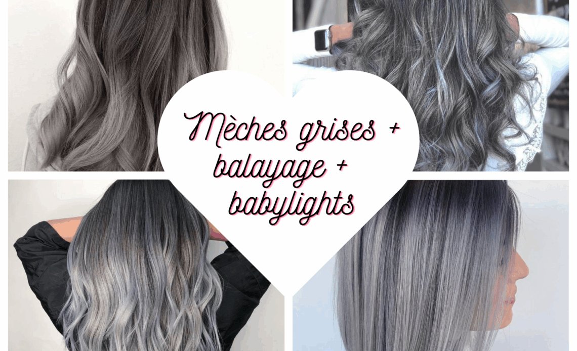 Mèches grises ou balayage sur les cheveux foncés et clairs