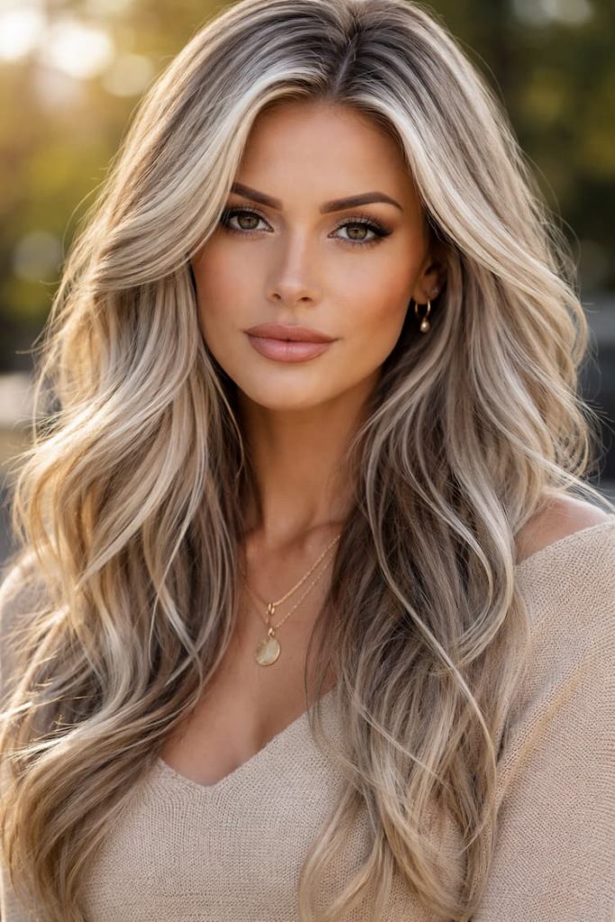 mèches grises effet naturel sur cheveux blonds femme