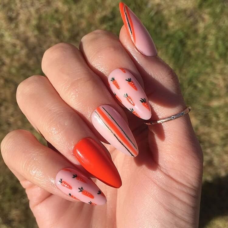 ongles longs nail art carottes