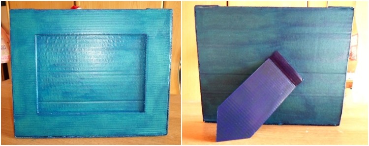 peindre face dos cadre photo carton peinture acrylique bleue