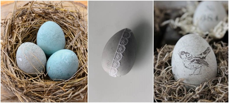 photo tutoriel comment fabriquer œufs Pâques en béton et décorer