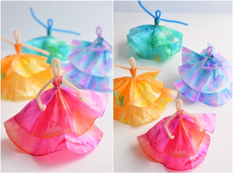 ballerines diy filtres cafe robes differentes couleurs idee bricolage enfants