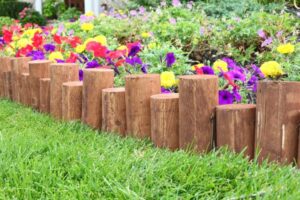 bordure pour plate bande en bois troncs hauteur inégale
