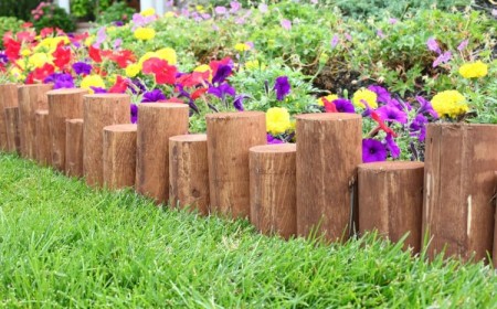 bordure pour plate bande en bois troncs hauteur inégale
