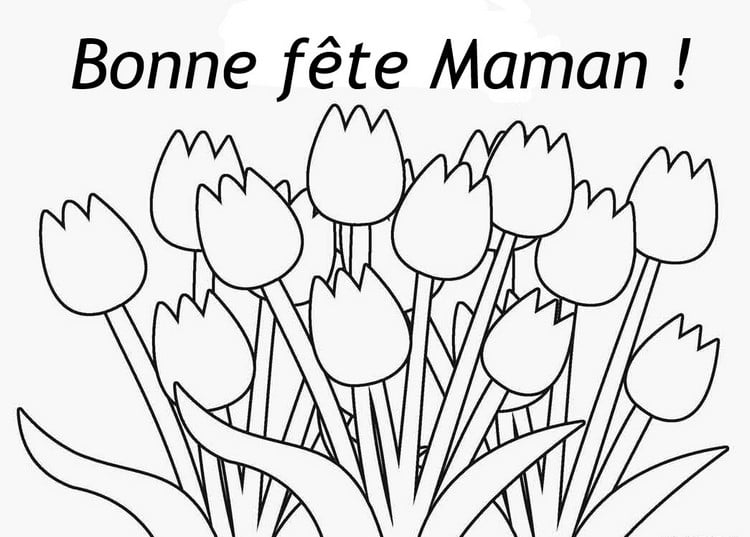 bouquet tulipes coloriage fete des mères gratuit imprimer