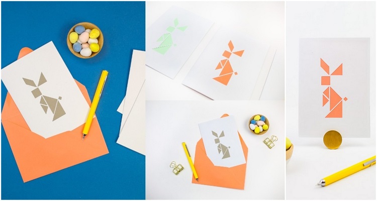 carte lapin de pâques origami diy cartes de pâques à imprimer originales