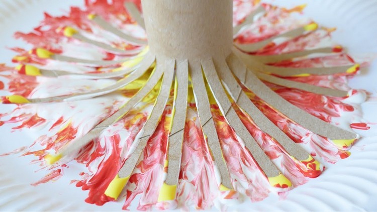 dent-de-lion peinture empreintes rouleau papier toilette printemps