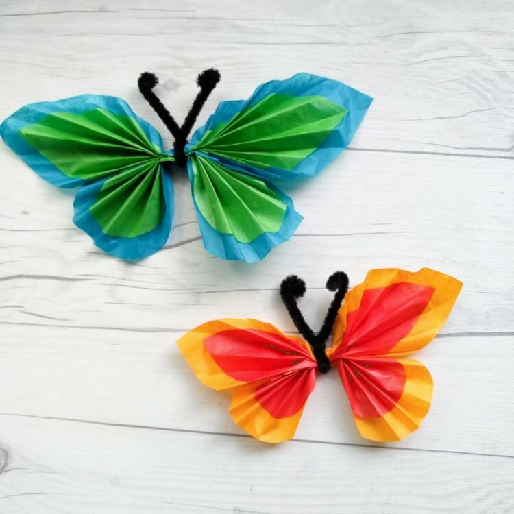 idée créative diy papillon en papier de soie