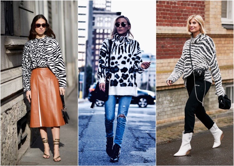 pull zebre jean jupe cuir idees outfits chics