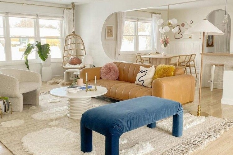 salon boho urbain meubles aux formes arrondies
