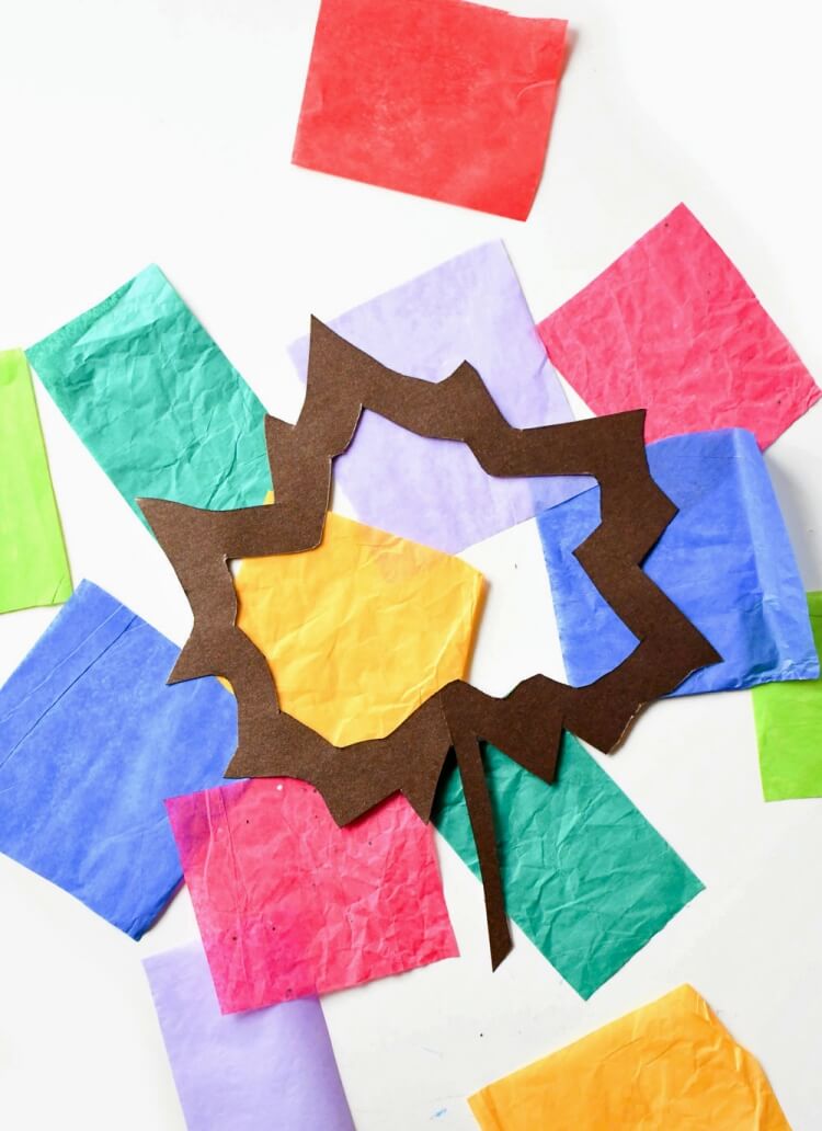 vitrail en papier de soie bricolage pour enfants