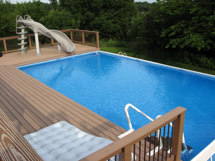 aménagement autour piscine hors sol terrasses plate-formes bois composite