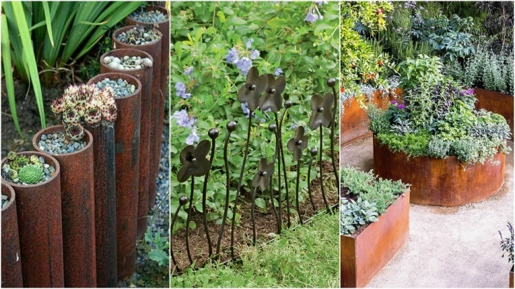 bordure de jardin en métal récup