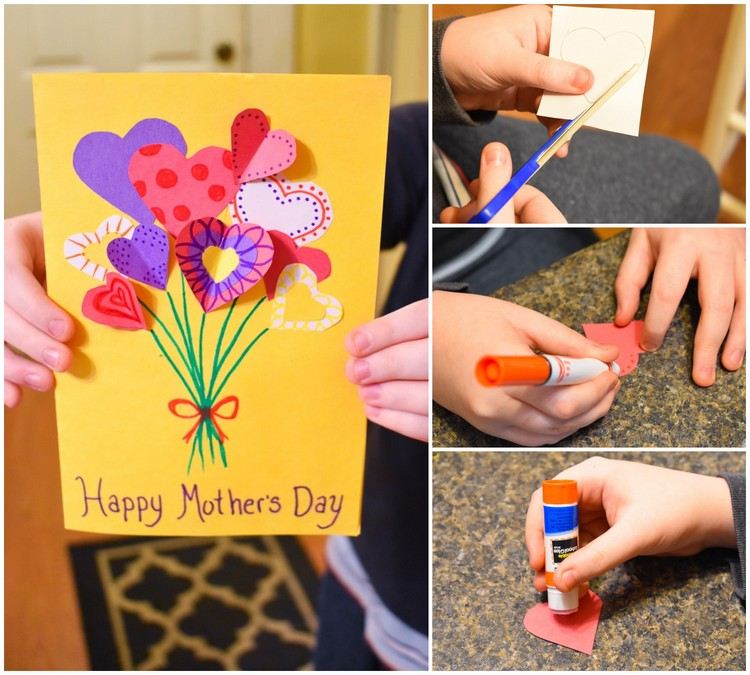 carte pour la fête des mères rassembler matériaux laisser enfant décorer