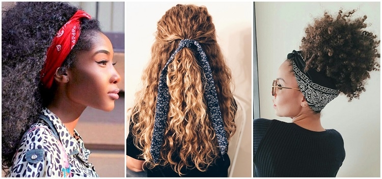 coiffure avec bandana pour cheveux bouclés