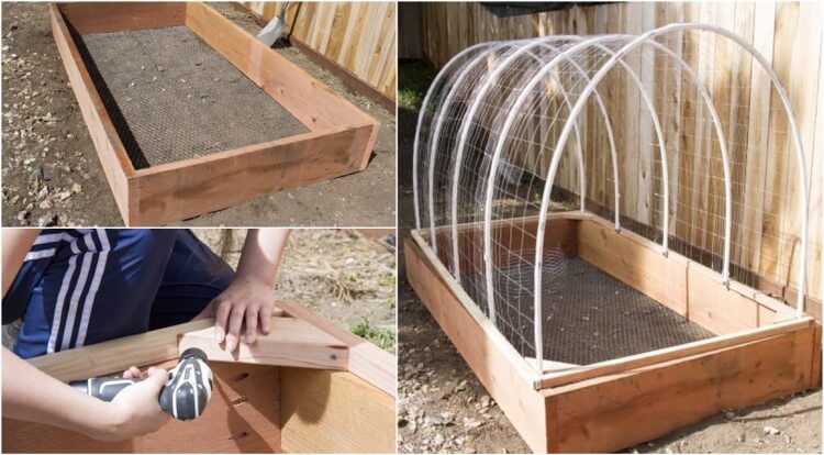 comment fabriquer une petite serre de jardin en bois tuyaux PVC grillage métal instructions