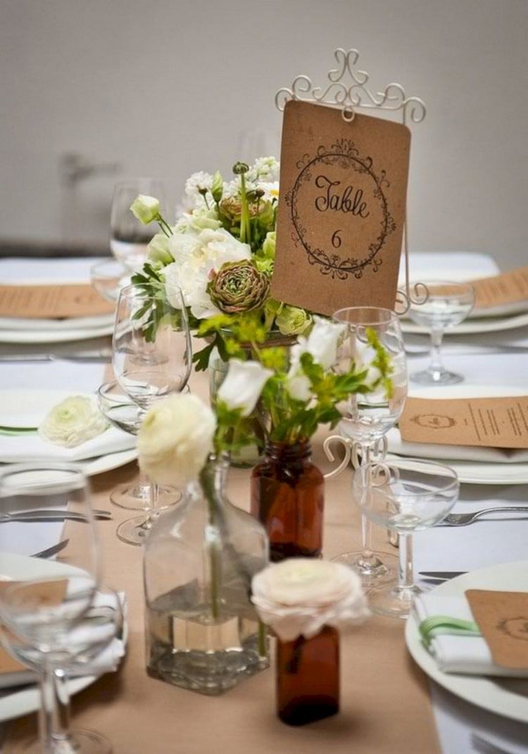 idée centre table mariage champetre décoration nature simple