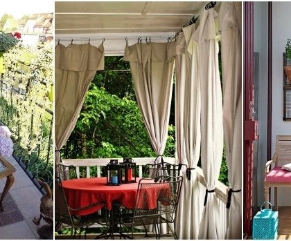 idées originales brise vue balcon plantes vertes rideaux store vénitien