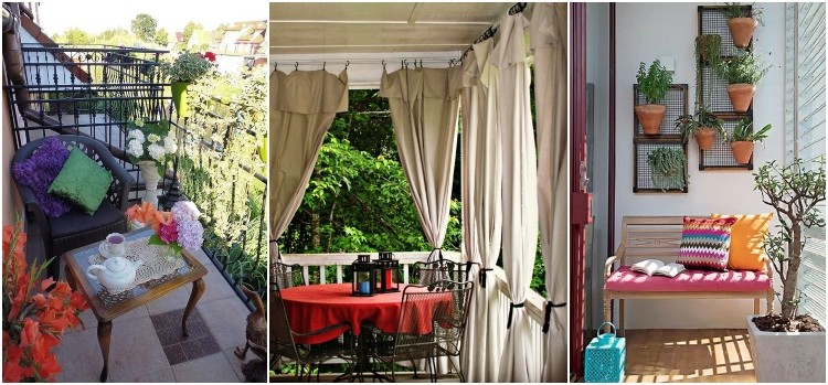 idées originales brise vue balcon plantes vertes rideaux store vénitien