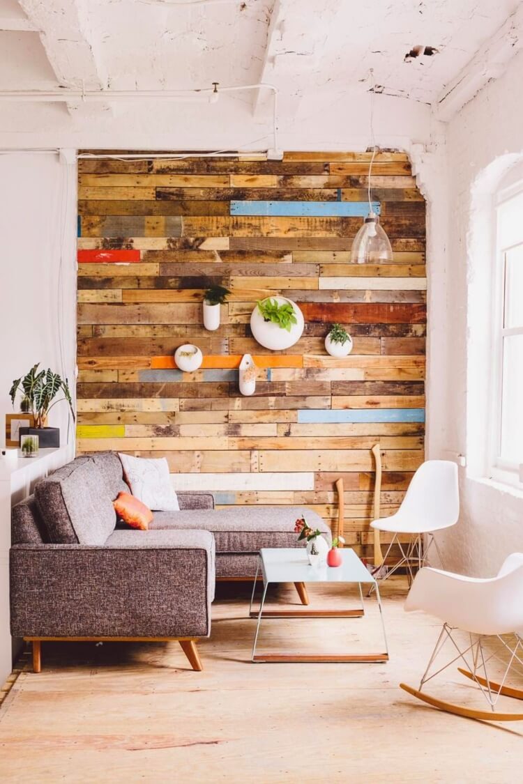 revêtement mur en bois de palette style scandinave minimaliste