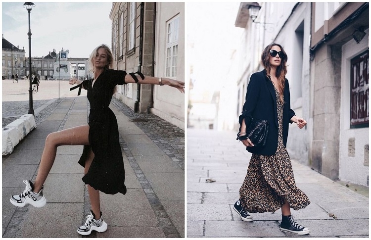 Baskets avec robe ou jupe : looks stylés et faciles à imiter