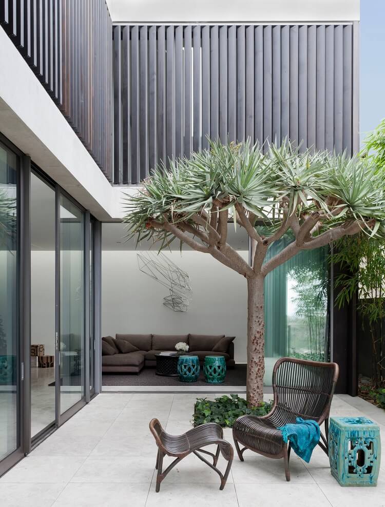 aménagement cour intérieure patio design moderne maison architecte