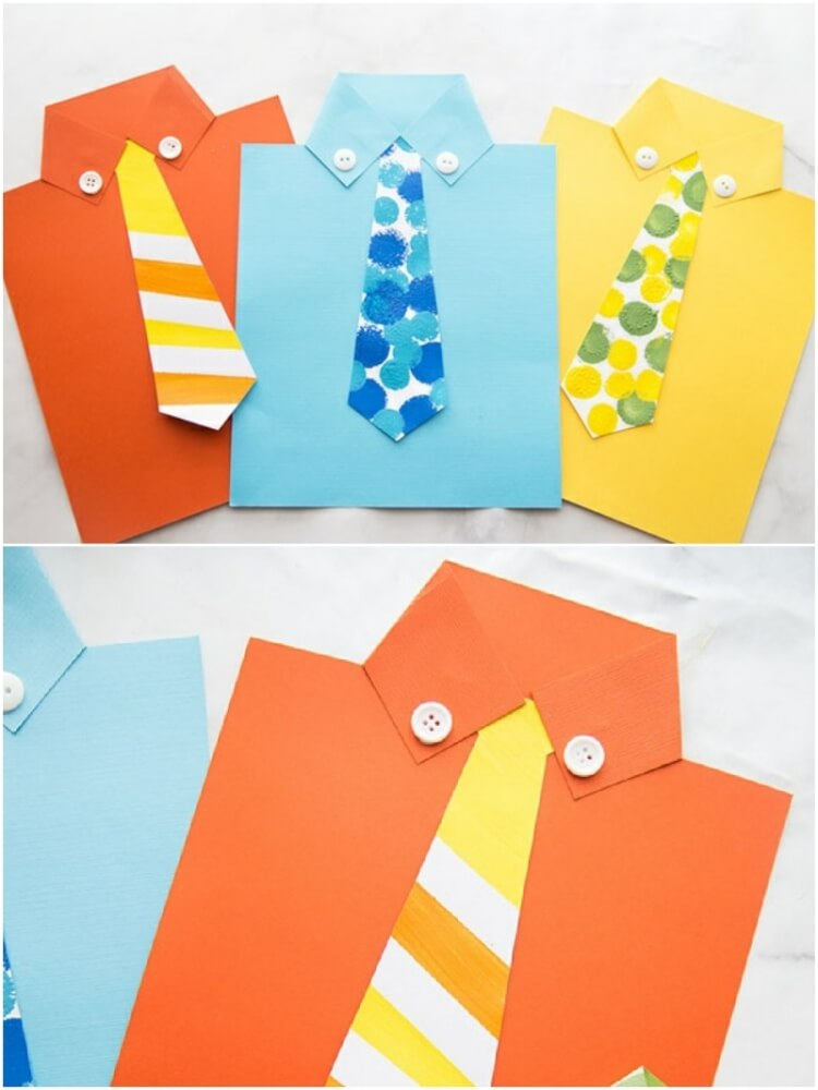 fabriquer carte fête des pères maternelle chemise et cravate
