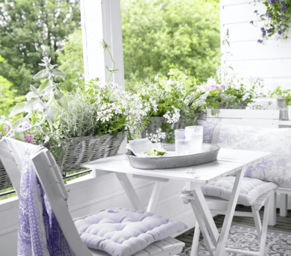 fleurs blanches balcon déco provence