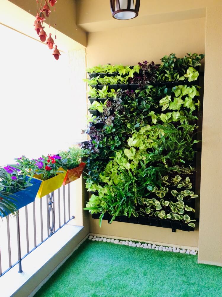 mur végétal balcon fixer feuille plastique préparer cadre