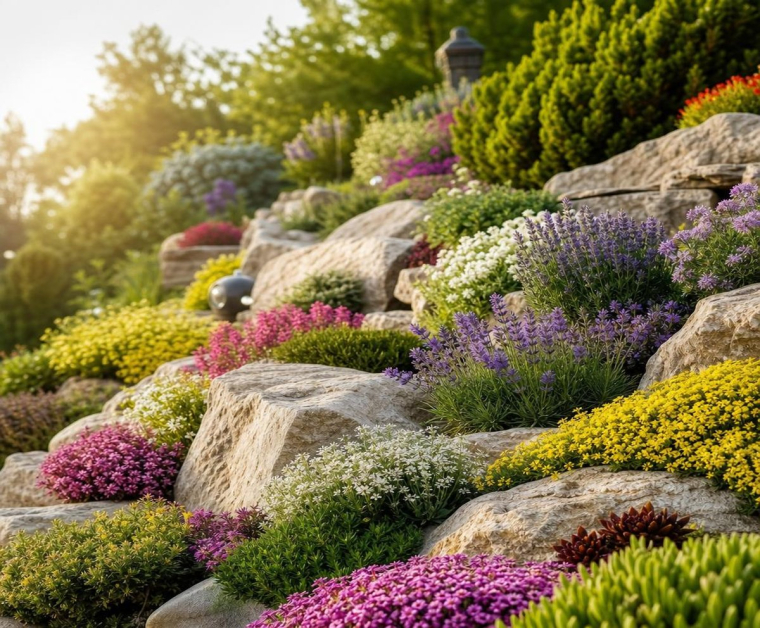 plantes de rocaille rampantes plein soleil alyssum phlox aubrieta arabis