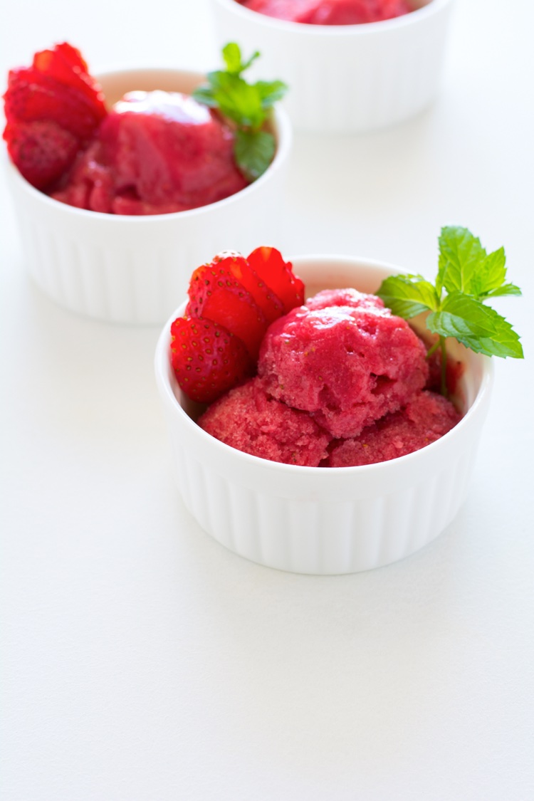 sorbet aux fraises miel liqueur dessert facile et rapide pour été
