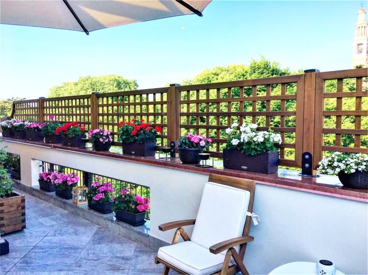 treillis en bois solution brise vue fleurs de balcon vivaces